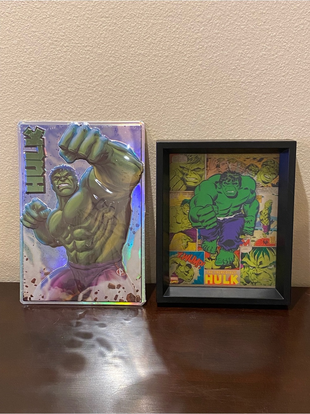Marvel Incredible Hulk Comic Wall Art Decor One Metal and One Holographic